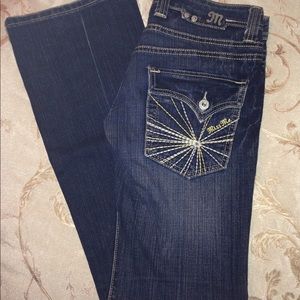 Miss Me Dark Denim embroidered flap pkt jeans 26